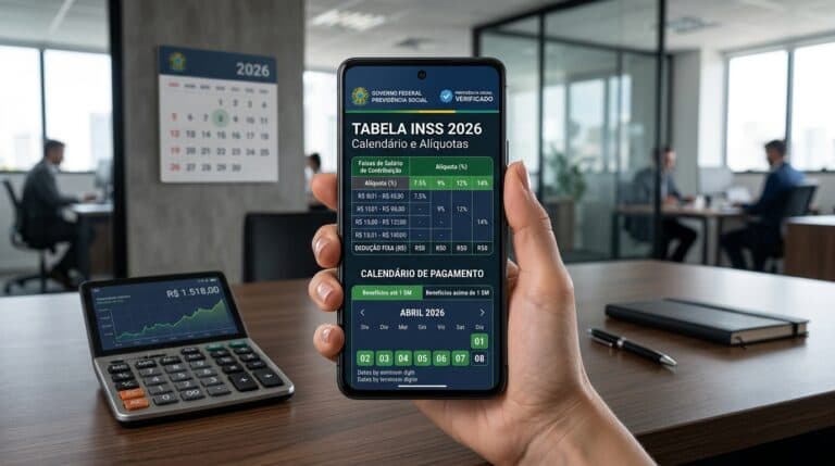 Tabela INSS 2026 com Dedução e Calendário de Pagamento: Alíquotas, Novo Teto e Datas Oficiais